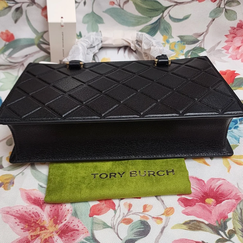 Tory Burch New York Fleming East-West Satchel Leather Black Small NWT